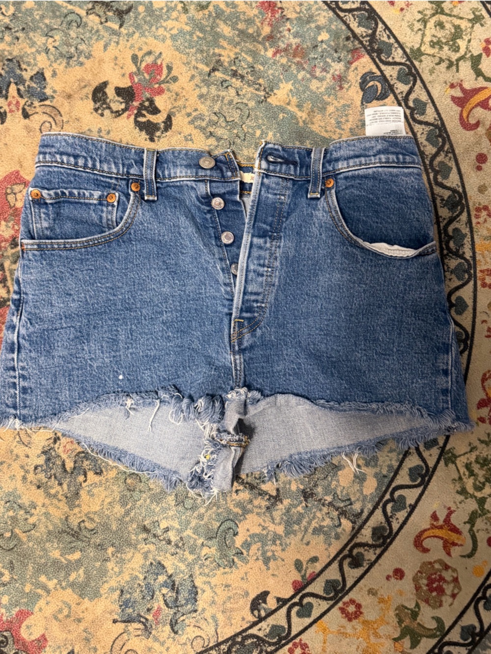 Levi's Light Blue Distressed Denim Jean Shorts